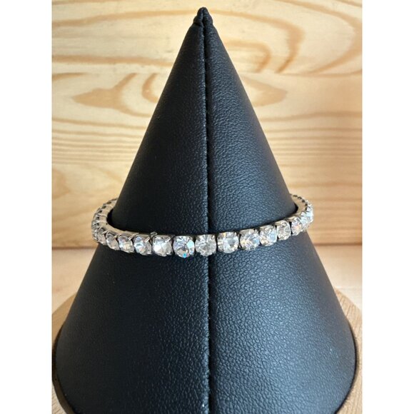 Crystal Rhinestone Tennis Bracelet 6" Stretch Slim Design For Women & Teens - Picture 2 of 4